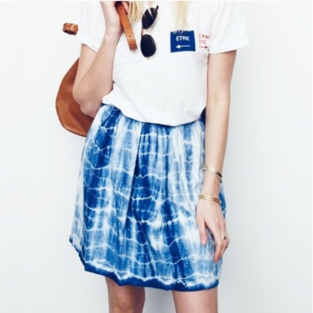 Madewell Indigo Shibori Tie Dye Linen Skirt